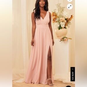 Lulu's Blush Thoughts of Hue Gardenia Surplice Maxi Dress Slit size Small